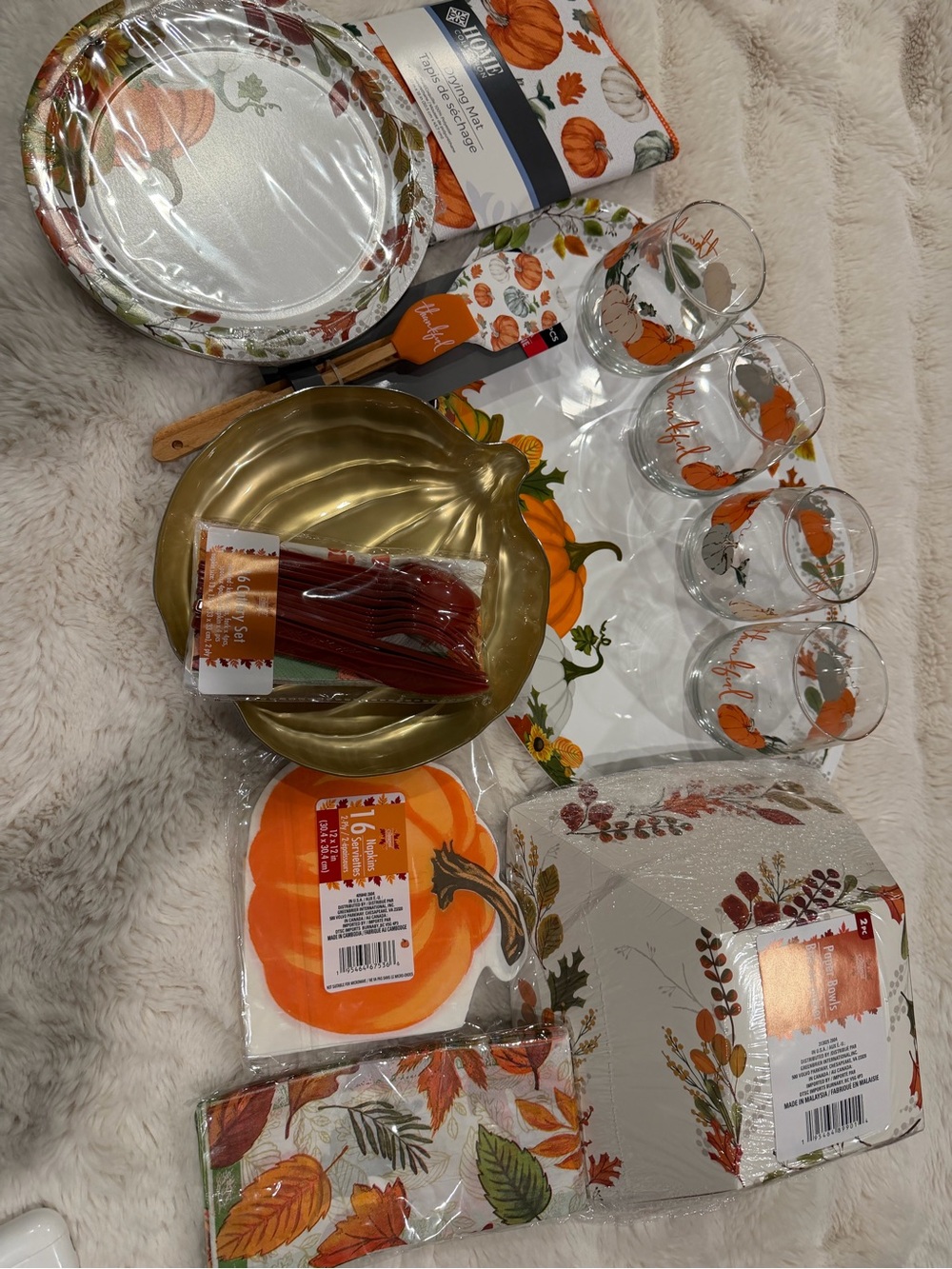 Autumn Pumpkin Disposable Tableware Set - Orange